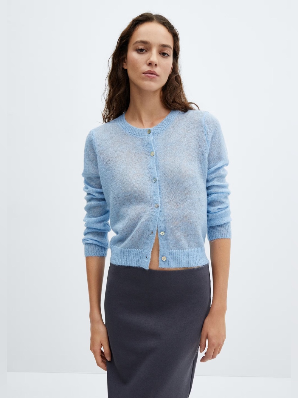 Mango Blue cardigan with lurex buttons NWT